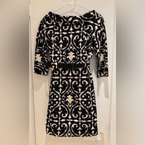 Milly Black and Cream 3/4 Sleeve Dress